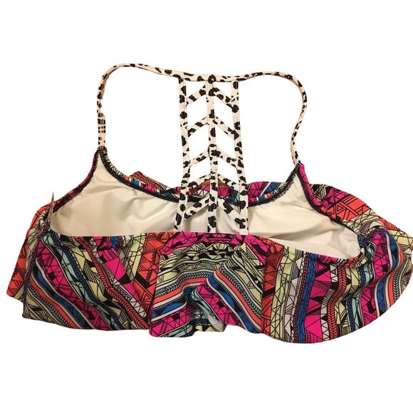 Victoria's Secret Pink Geometric Multi Color Swimsuit Top Sexy Back ~ Size S P - Picture 2 of 4